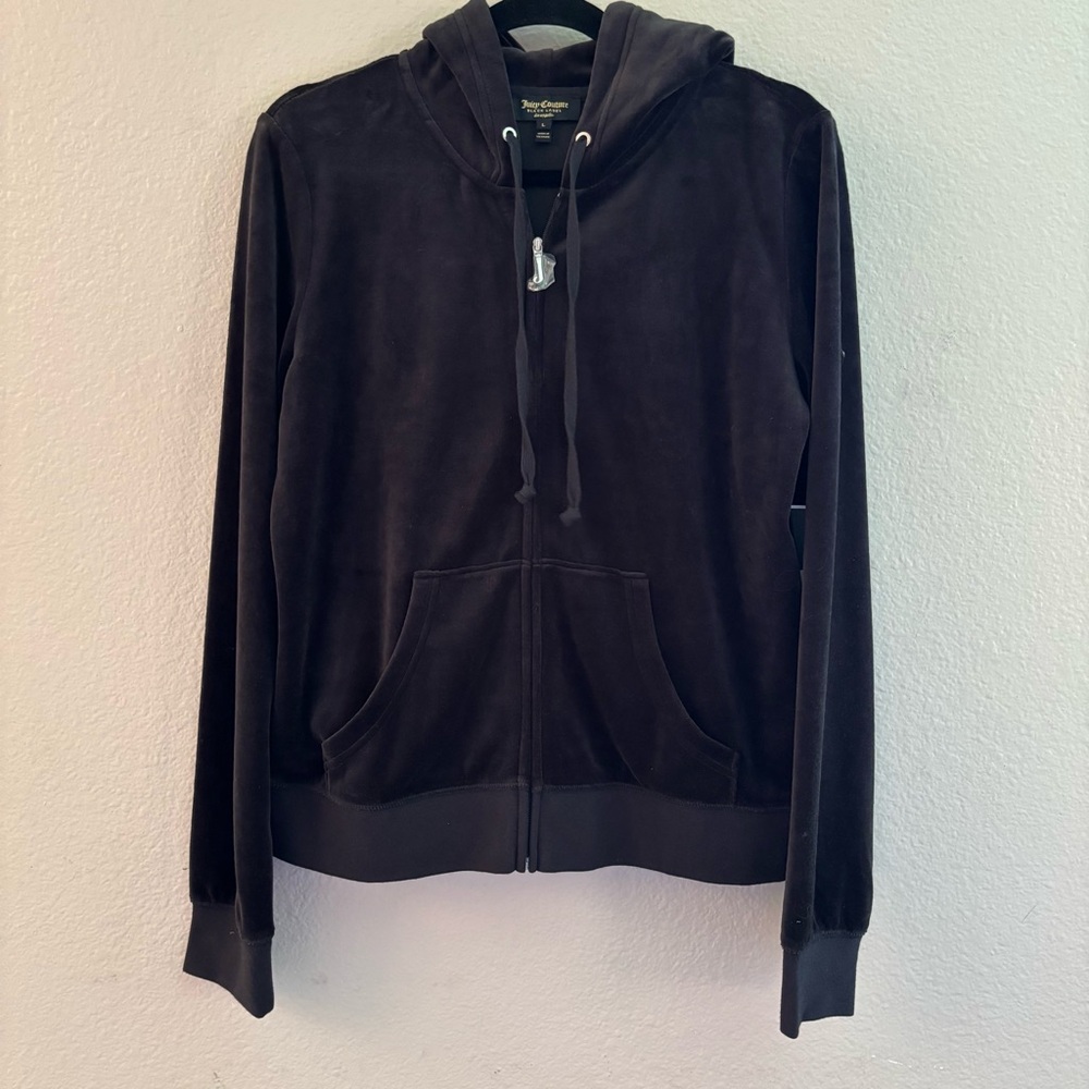 NWT Juicy Couture Black Label Velour Robertson Jacket in Pitch Black Sz Large